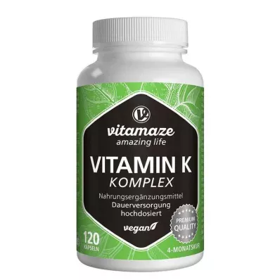 VITAMIN K1+K2-kompleks højdosis veganske kapsler, 120 kapsler