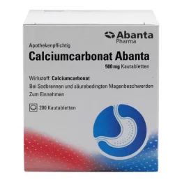 CALCIUMCARBONAT ABANTA 500 mg tyggetabletter, 200 stk