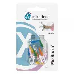 MIRADENT Interd.Pic-Brush udskiftningspensel assorteret, 12 stk