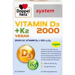DOPPELHERZ D3-vitamin 2000+K2 systemtabletter, 60 kapsler