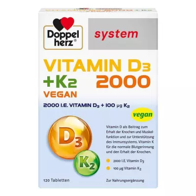 Doppelherz Vitamin D3 2000 + K2 system tabletter, 120 stk