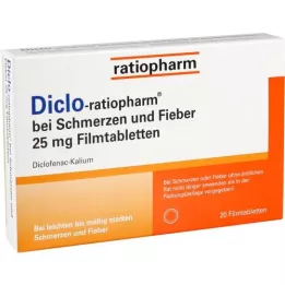 DICLO-RATIOPHARM mod smerter og feber 25 mg FTA, 20 stk