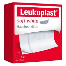 LEUKOPLAST bløde hvide plastre 8x10 cm, 10 stk