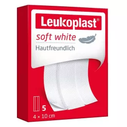 LEUKOPLAST bløde hvide plastre 4x10 cm, 5 stk