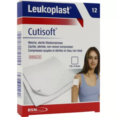 LEUKOPLAST Cutisoft fleecekompres 7,5x7,5 cm steril, 12 stk