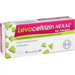 LEVOCETIRIZIN HEXAL til allergi 5 mg filmovertrukne tabletter, 18 stk