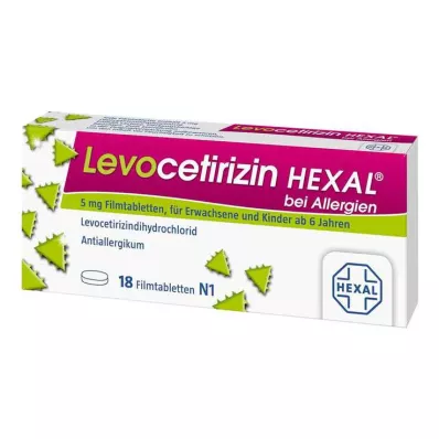 Levocetirizin Hexal til allergi 5 mg filmovertrukne tabletter, 18 stk