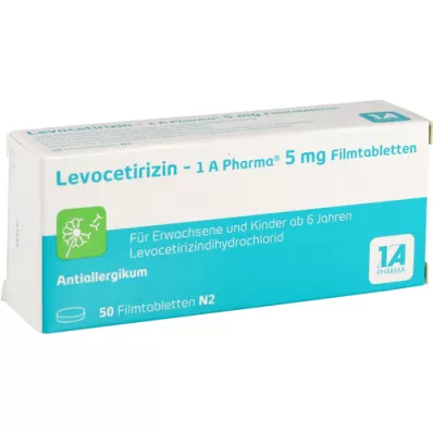 LEVOCETIRIZIN-1A Pharma 5 mg filmovertrukne tabletter, 50 stk