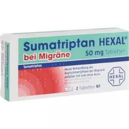 SUMATRIPTAN HEXAL til migræne 50 mg tabletter, 2 stk