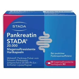PANKREATIN STADA 20.000 hårde kapsler med mavesaft, 50 stk