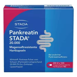 PANKREATIN STADA 20.000 hårde kapsler med mavesaft, 200 stk
