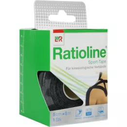 RATIOLINE Sportstape 5 cmx5 m sort, 1 stk