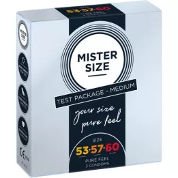 MISTER Prøvepakke størrelse 53-57-60 kondomer, 3 stk