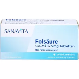 FOLSÄURE SANAVITA 5 mg tabletter, 20 stk