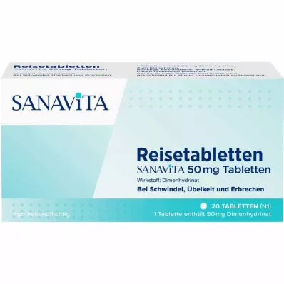 Rejsetabletter Sanavita 50 mg tabletter, 20 stk