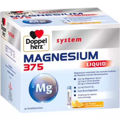 DOPPELHERZ Magnesium 375 Flydende system drikkeamp. 30 stk