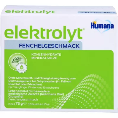 HUMANA Elektrolyt fennikel pulver foldeæske, 75 g