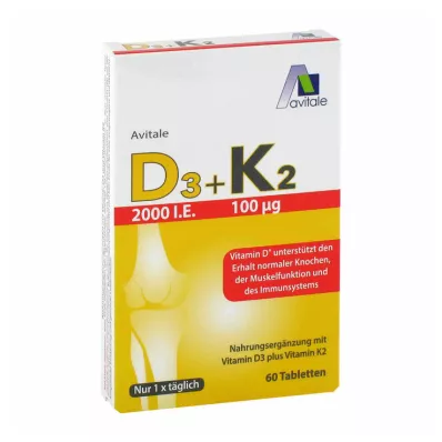 D3+K2-vitamin 2000 I.E., 60 stk