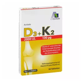 D3+K2-vitamin 2000 I.E., 60 stk