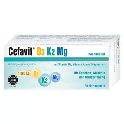 CEFAVIT D3 K2 Mg 4.000 I.E. hårde kapsler, 60 stk