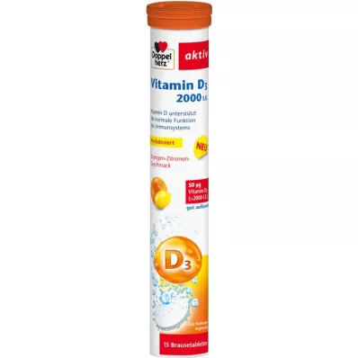 DOPPELHERZ Vitamin D3 2000 I.U. brusetabletter, 15 stk