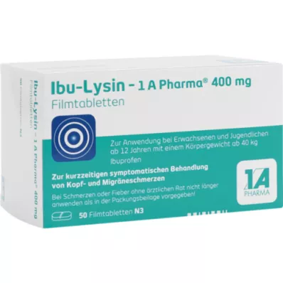 IBU-LYSIN 1A Pharma 400 mg filmovertrukne tabletter, 50 stk