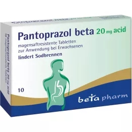 PANTOPRAZOL beta 20 mg syre enterotabletter, 10 stk