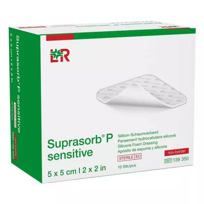 Suprasorb P følsomt PU-skum ikke-bor 5x5cm, 10 stk Suprasorb P følsomt PU-skum ikke-bor 5x5cm, 10 stk