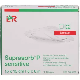 SUPRASORB P følsom PU-Skumkant 15x15cm, 10 stk