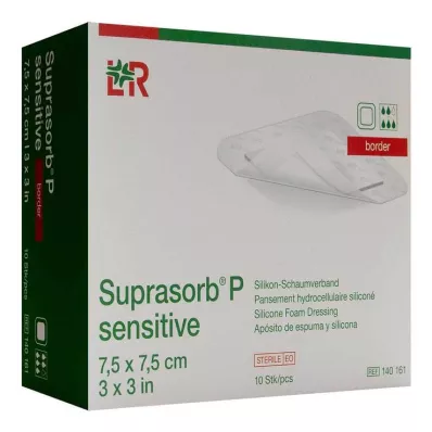 Suprasorb P følsom PU-skumkant 7,5x7,5cm, 10 stk
