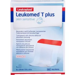 LEUKOMED T plus hudfølsom steril 8x10 cm, 5 stk