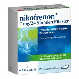 NIKOFRENON 7 mg/24 timers transdermalt plaster, 28 stk