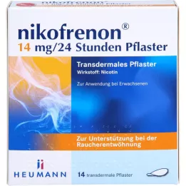 NIKOFRENON 14 mg/24 timers transdermalt plaster, 14 stk
