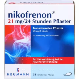 NIKOFRENON 21 mg/24 timers transdermalt plaster, 28 stk