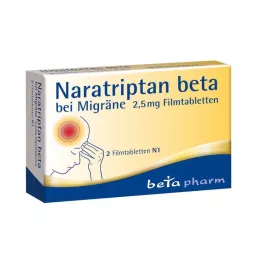 NARATRIPTAN beta mod migræne 2,5 mg filmovertrukne tabletter, 2 stk