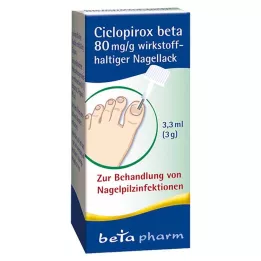 CICLOPIROX beta 80 mg/g neglelak indeholdende aktiv ingrediens, 3,3 ml