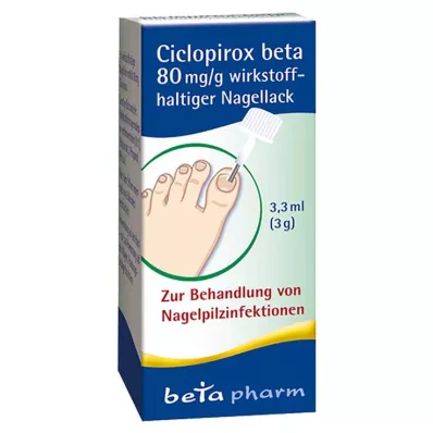 CICLOPIROX beta 80 mg/g neglelak indeholdende aktiv ingrediens, 3,3 ml CICLOPIROX beta 80 mg/g neglelak indeholdende aktiv ingrediens, 3,3 ml