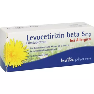 LEVOCETIRIZIN beta 5 mg filmovertrukne tabletter, 50 stk