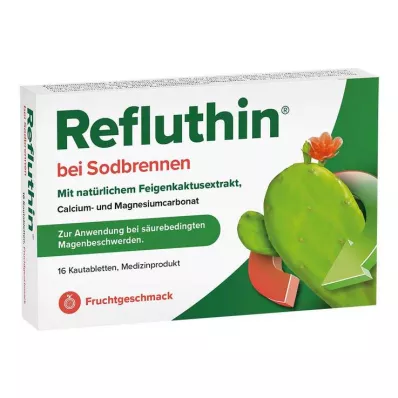 REFLUTHIN mod halsbrand tyggetabletter frugt, 16 stk
