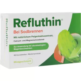 REFLUTHIN mod halsbrand tyggetabletter mint, 48 stk