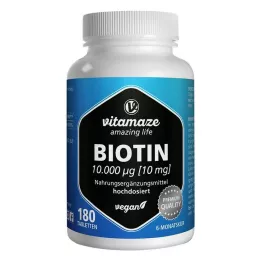 BIOTIN 10 mg veganske højdosistabletter, 180 stk