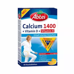 ABTEI Calcium 1400+Vitamin D3+K tyggetabletter, 30 kapsler