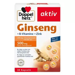 DOPPELHERZ Ginseng 250+B-Vitaminer+Zink Kapsler, 30 Kapsler