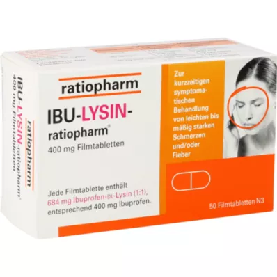 IBU-LYSIN-ratiopharm 400 mg filmovertrukne tabletter, 50 stk