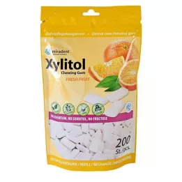 MIRADENT Xylitol tyggegummi frisk frugt Refill, 200 stk