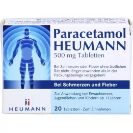 PARACETAMOL HEUMANN 500 mg tablet mod smerter og feber, 20 stk