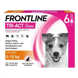 FRONTLINE Tri-Act-opløsning til drypning på hunde 5-10 kg, 6 stk