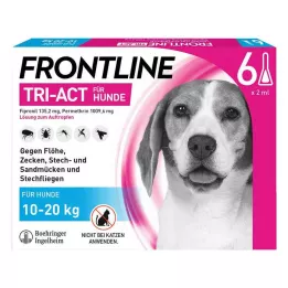 FRONTLINE Tri-Act-opløsning til drypning på hunde 10-20 kg, 6 stk