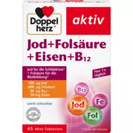 DOPPELHERZ Jod+folinsyre+jern+B12 tabletter, 45 stk