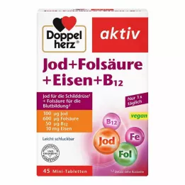 DOPPELHERZ Jod+folinsyre+jern+B12 tabletter, 45 stk
